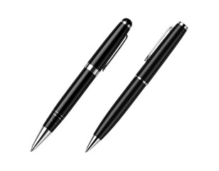 Minimal black ballpoint pen design set isolated on transparent background