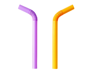  Disposable bendy straws cutout PNG isolated