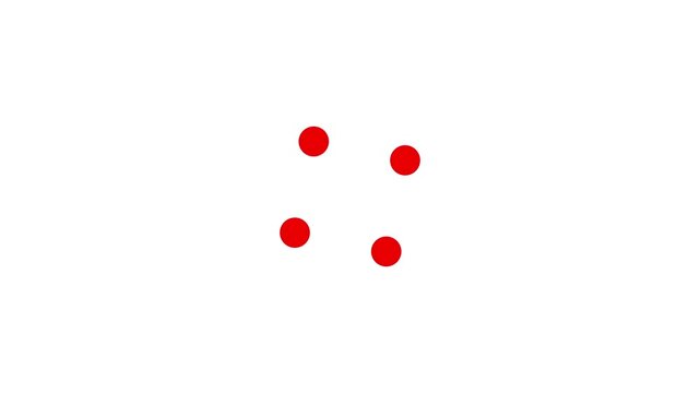 Flat dots animated loading motion graphic with alpha channel. 4 dots loading animation where the two end dots rotate alternately for clean UI