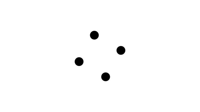 Flat dots animated loading motion graphic with alpha channel. 4 dots loading animation where the two end dots rotate alternately for clean UI
