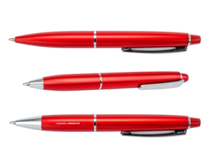 Office stationery red ballpoint pen PNG collection isolated on transparent background