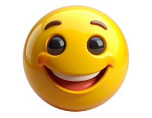 3D Yellow Smiling Emoji Icon Isolated Transparent Background.