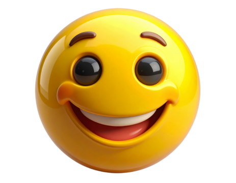 3D Yellow Smiling Emoji Icon Isolated Transparent Background. - Powered by Adobe