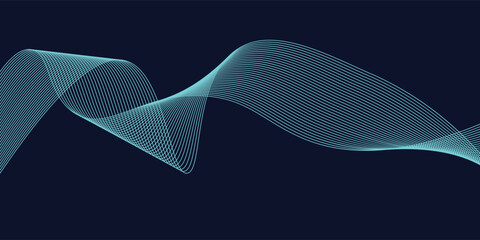 Abstract blue background with glowing wave. Technology hi-tech futuristic template. Vector illustration
