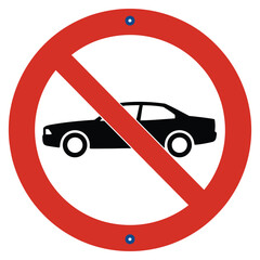 No parking car sign icon illustration, traffic regulation symbol, road safety