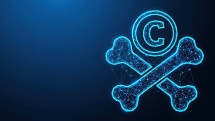 Copyright symbol combined with crossbones illustrating intellectual property danger and piracy risk