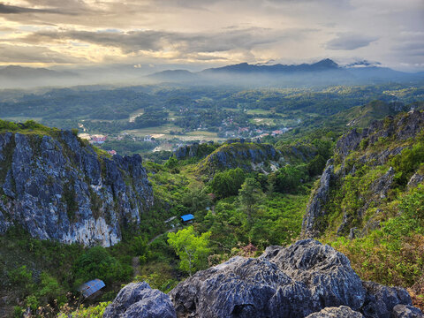Buntu Burake hills sunset view in Makale City Tana Toraja Regency