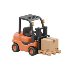 3D Industrial Forklift Truck with Parcel Box on Pallet