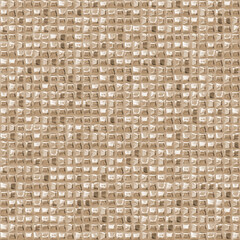 Beige square tiles seamless pattern. Shiny champagne mosaic with soft reflections and subtle beveled texture forming elegant grid design. Neutral tone surface vector illustration.