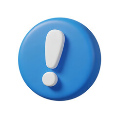A blue circle with a white exclamation mark on transparent background