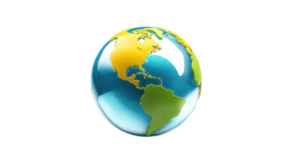 Fototapeta premium 3d globe icon with stylized continents background isolated on a Transparent background, PNG file.
