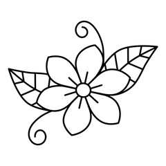 Floral Branch Coloring Page SVG, Botanical Flower Line Art for Cricut