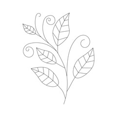 Floral Branch Coloring Page SVG, Botanical Flower Line Art for Cricut