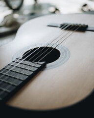 Fototapeta premium acoustic guitar close up