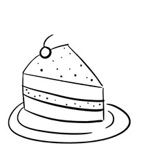 slice of cake outline lineart doodle