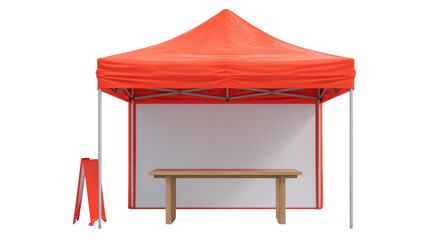 3d marketing booth tent with rectangular table background isolated on a Transparent background, PNG file.