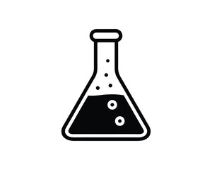 Black Erlenmeyer Flask With Bubbles In Dark Liquid laboratory science