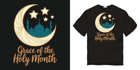 Ramadan t shirt design concept vector.