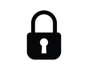 Black padlock icon with keyhole on white background security safety