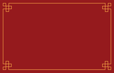 Traditional Chinese red and gold geometric frame background. Golden frame.