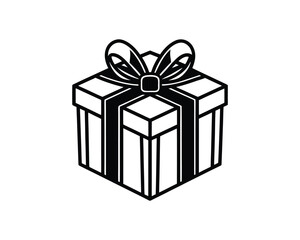 Isometric Gift Box Icon with Ribbon and Bow on White Background present symbol