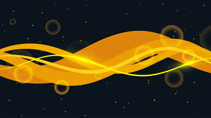 Abstract Yellow wavy Background with Cosmic Elements and Copy Space
