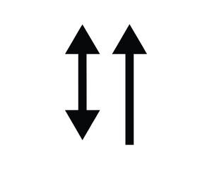 Two Vertical Arrows Icon One Double- Headed One Single- Headed on White Background direction down