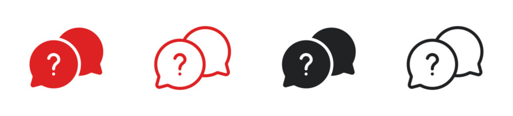 question mark speech bubble icon set for help, customer support, FAQ, chatbots and inquiry functions. Ideal for web, app, and messaging UI design