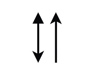 Two Vertical Arrows Icon One Double- Headed One Single- Headed on White Background direction down