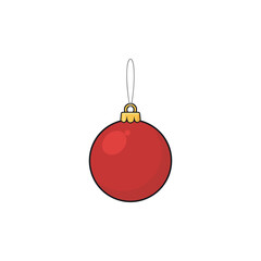 Isolated Red Christmas Ornament with Gold Cap and String