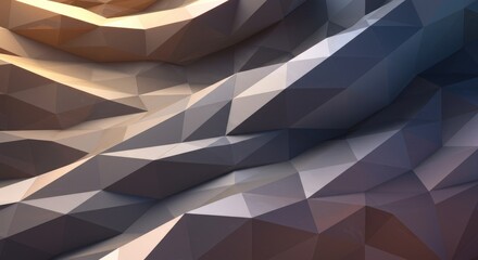 A low-poly abstract image featuring a blend of dark and light colors, with geometric shapes forming wavy patterns