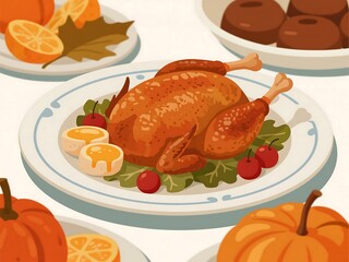 Famous Seasonal and Special Dishes. Thanksgiving Turkey USA