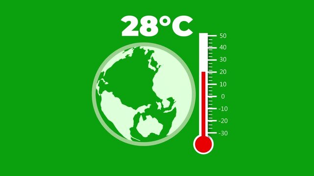weather temperature 45 degree increse or decline. Thermometer equipment showing hot or cold weather. Global Warming Earth Icon Animation.
