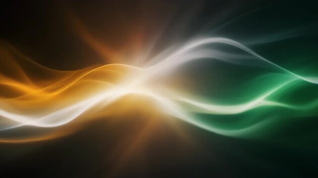 Subtle Glowing Pulses Expanding and Fading Gently with Saffron, White, and Green Light Layers for Calm Abstract Motion Backgrounds