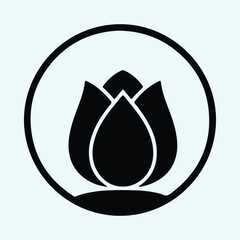 Silhouette lotus flower in a circle logo Vector Illustration