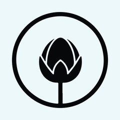 Silhouette of a cotton bud inside a circular border Vector Illustration