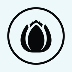 Silhouette of an abstract flower bud inside a circle Vector Illustration