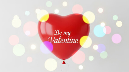 Red heart balloon with 'be my valentine' text isolated on white background isolated on white background