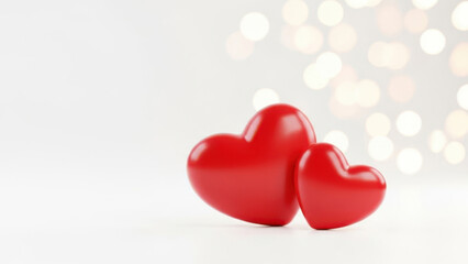 Three red hearts isolated on white background isolated on white background
