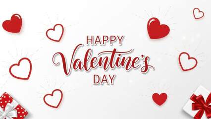 Happy valentine's day with hearts isolated on white background isolated on white background