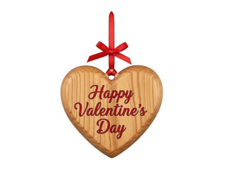 Happy valentine's day wooden heart icon isolated on transparent background isolated on transparent background
