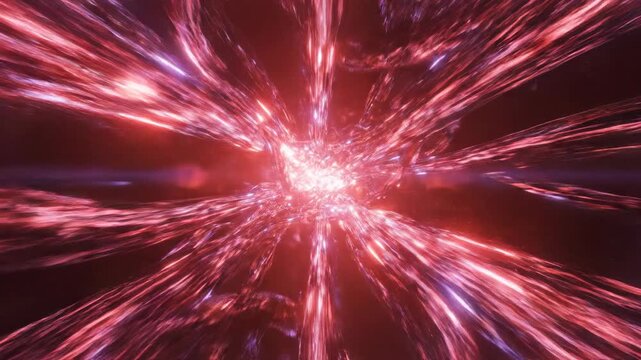 Abstract flow of high-speed energy conduits pulsing with intense red and violet light creating a dynamic and rapidly shifting futuristic background modern, vfx, motion