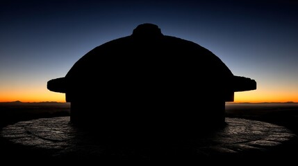 dome. Silhouetted architectural dome against a dawn sky, showcasing abstract monument shapes with gradient sunrise colors. real-estate listings.