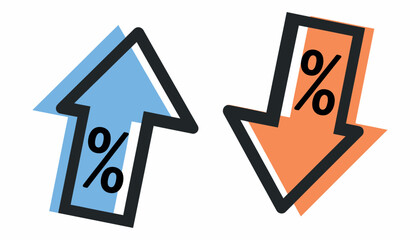 Percent Increase and Decrease Icons for Finance and Business Analysis © Well Done