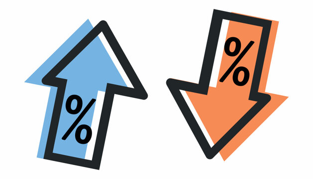 Percent Increase and Decrease Icons for Finance and Business Analysis