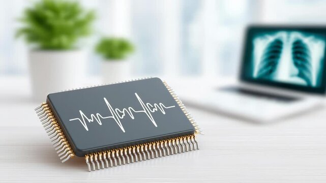 Ai agent healthcare microchip medical processor with heartbeat waveform microchip circuit