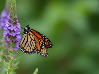 Fototapeta premium Monarch butterfly on purple flower