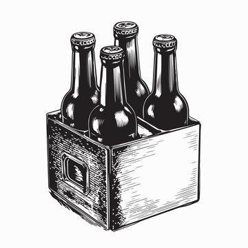 Kraft Paper Pack Beer Bottle Carrier Mockup Image Vector Isolated on White Background