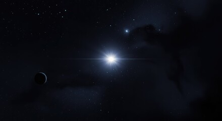 Naklejka premium A detailed realistic black cosmic background showing the deep infinite universe, vast darkness, and mysterious cosmic structure ,galaxy ,universe ,mystery