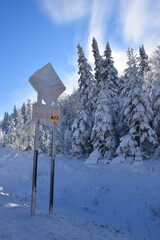 On the road in winter, Qu&eacute;bec, Canada